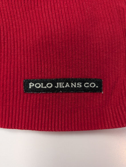 Pull Polo Ralph Lauren Jeans Co rouge noir rayures coton col rond taille M