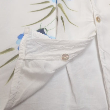 Chemise Hawaïenne Island Spirit Hawaii M Rayonne Fleurs Tropicales Blanc