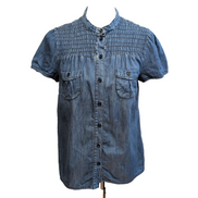 Chemise H&M Divided 40 denim bleu manches courtes 100% coton femme