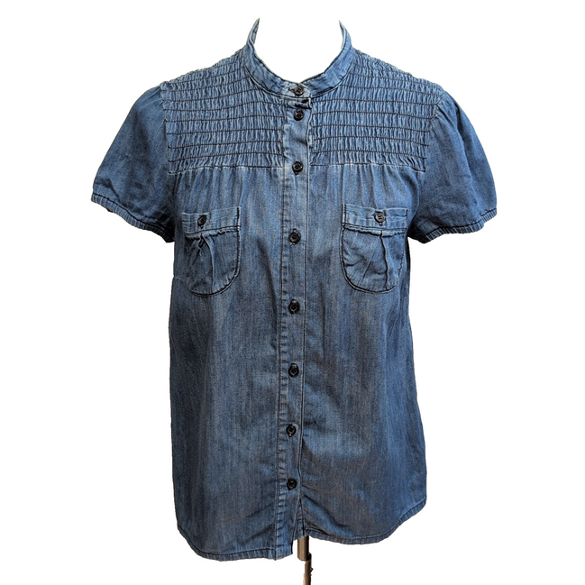 Chemise H&M Divided 40 denim bleu manches courtes 100% coton femme