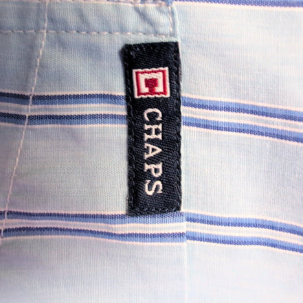 Chemise Chaps bleue à rayures taille L #46e