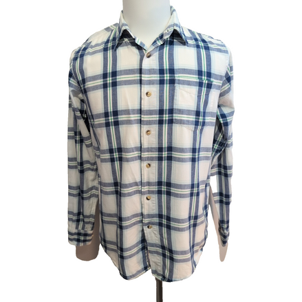 Chemise Wrangler Carreaux Bleus Blancs 100% Coton Manches Longues Taille S