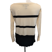 Pull Lauren Ralph Lauren S femme noir crème fin coton nylon logo brodé