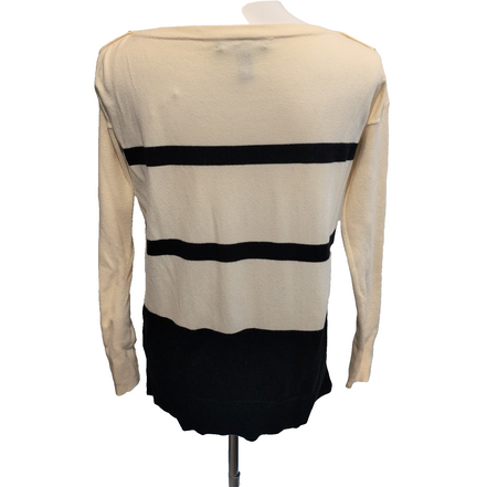 Pull Lauren Ralph Lauren S femme noir crème fin coton nylon logo brodé
