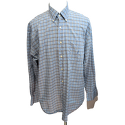 Chemise Nautica XL Bleu Clair Carreaux 100% Coton Logo Poche manches longues