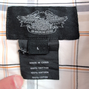 Chemise Harley-Davidson L Carreaux Blanc Cassé Logo Brodé manches courtes