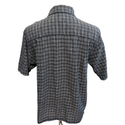 Chemise Arizona Jean Company Lin Coton Noir Carreaux Manches Courtes Taille L
