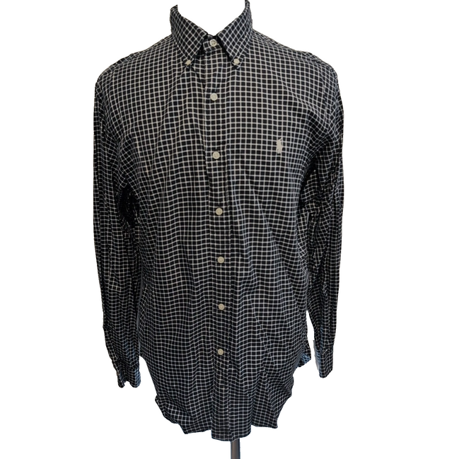 Chemise Ralph Lauren L Noire Carreaux Blancs Classic Fit Button Down Coton