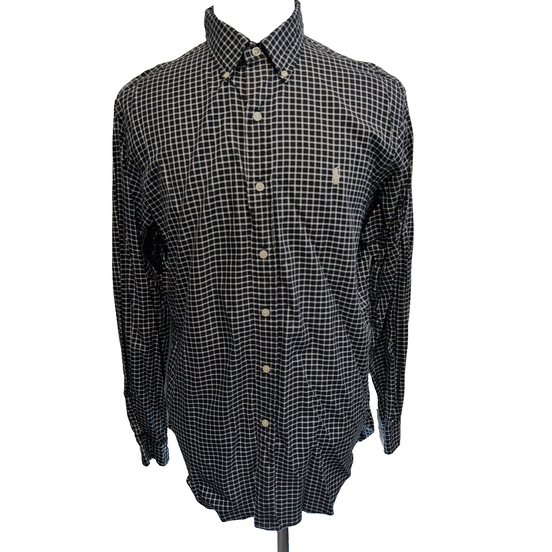 Chemise Ralph Lauren L Noire Carreaux Blancs Classic Fit Button Down Coton
