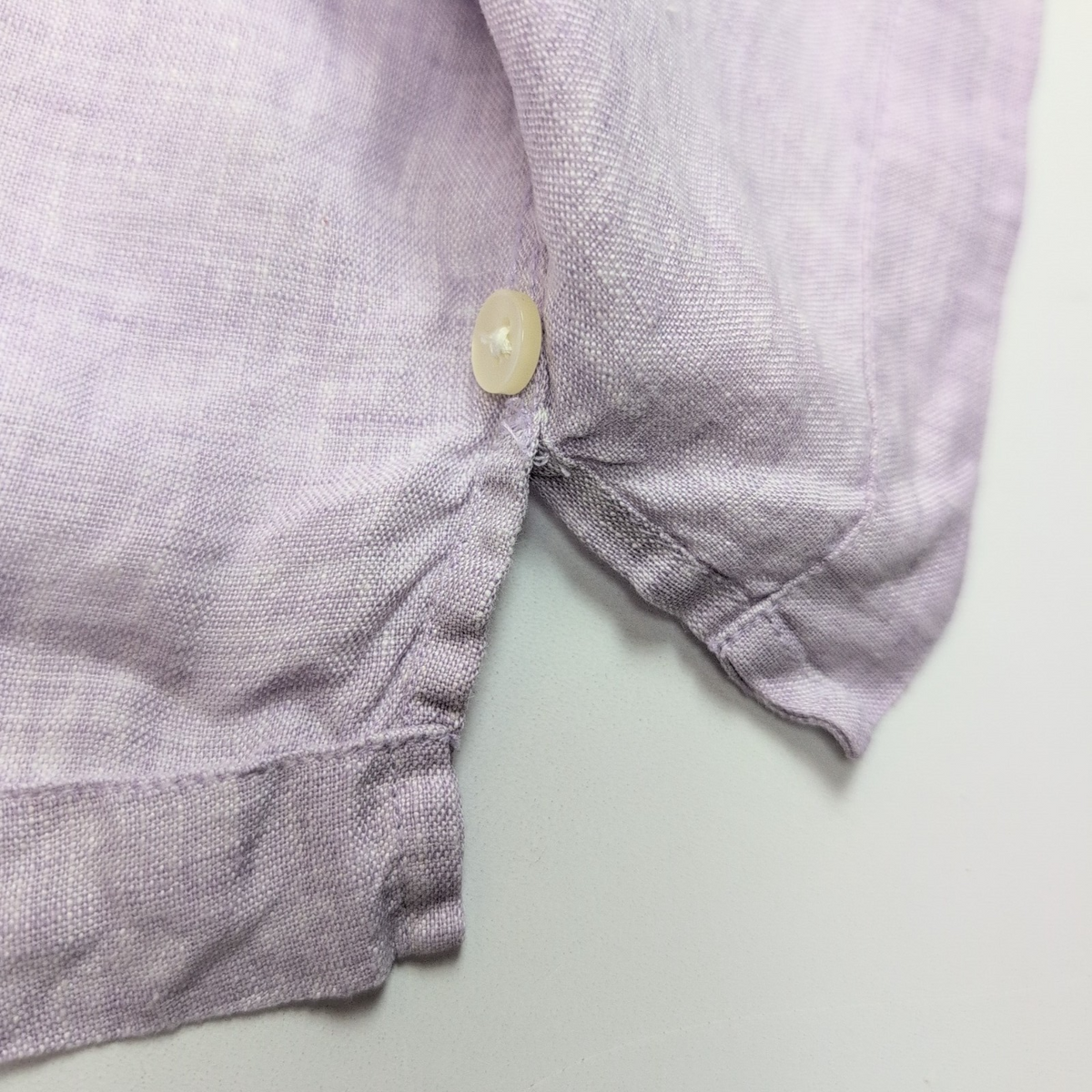 Chemise Brandini XL 100% Lin Violet Clair Manches Courtes Poche