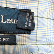 Chemise Ralph Lauren L Bleue Verte Carreaux Logo Vert Manches Longues
