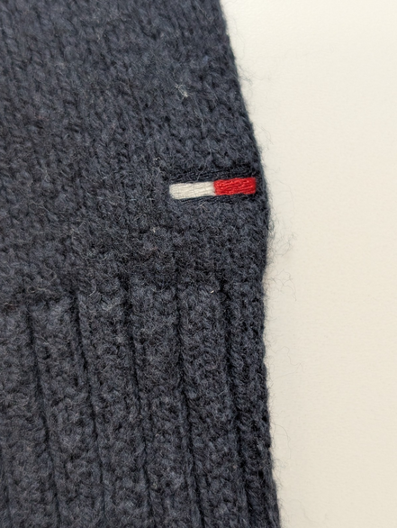 Pull Tommy Hilfiger Vintage Bleu Marine Col Rond Coton Épais - Taille M