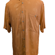 Chemise Hawaïenne Campia Rayon Orange Pâle Motifs Palmiers - Taille M