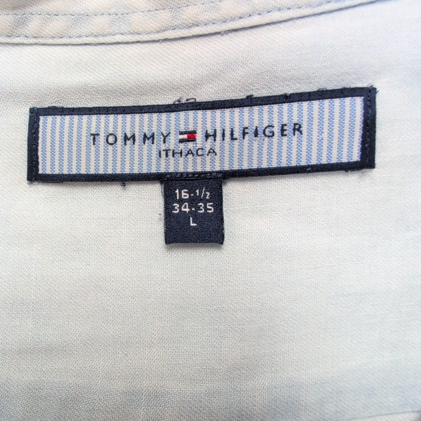 Chemise Tommy Hilfiger ITHACA Vintage Bleu Taille L Effet Jean Manches Longues