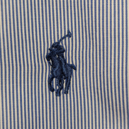 Chemise Polo Ralph Lauren Shirt M/L Regent Custom Fit Bleu Rayé Classique