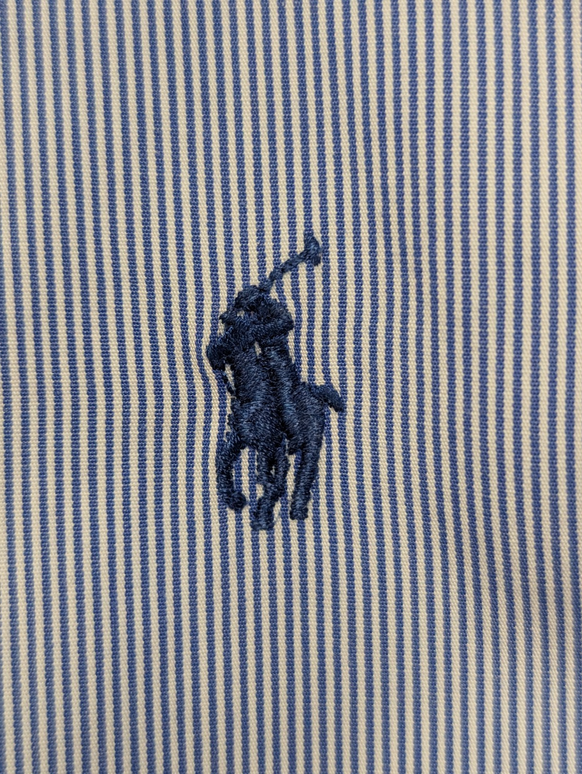Chemise Polo Ralph Lauren Shirt M/L Regent Custom Fit Bleu Rayé Classique