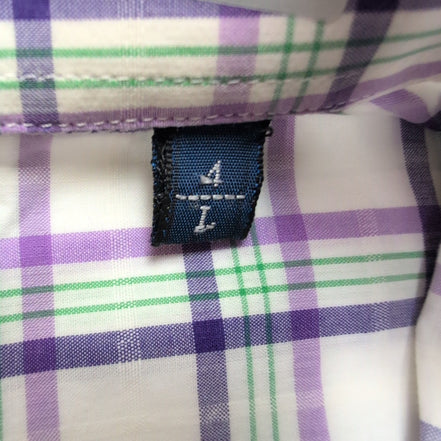 Chemise BURBERRY Violet Carreaux Taille L 100% Coton Logo Brodé manches courtes