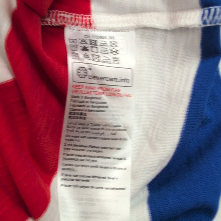 Haut Esprit Femme L Blanc Rayures Bleu Rouge 100% Coton Neuf Étiquette