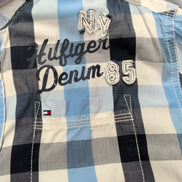 Chemise Tommy Hilfiger Manche Courte Carreaux Bleu Logo & Broderies XL 18 ans