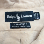 Chemise Ralph Lauren Yarmouth L XL Beige Crème Oxford Coton Logo Marron