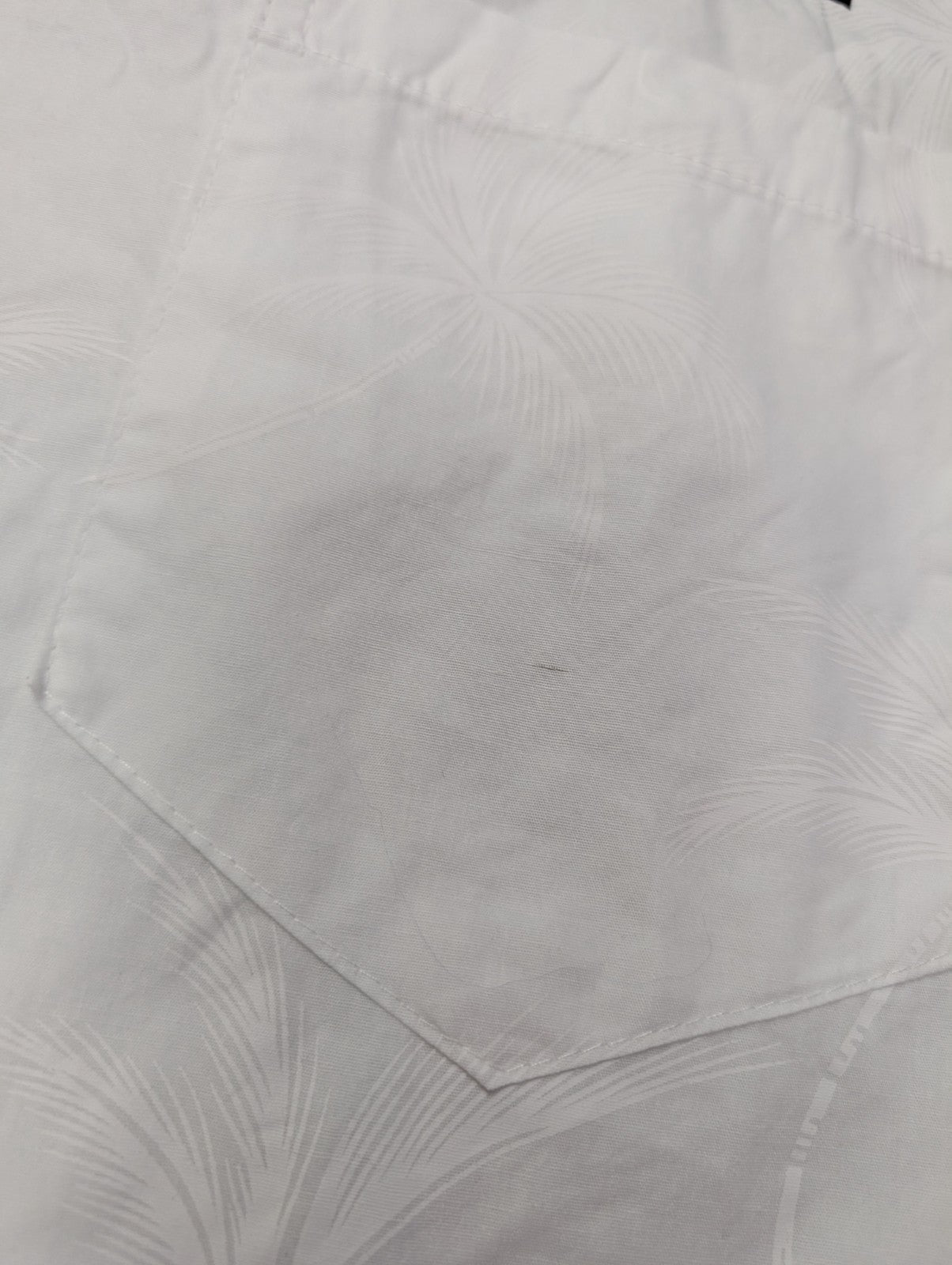 Chemise hawaïenne Ky's blanche palmiers Made in Hawaii USA taille XL #706 hawaii