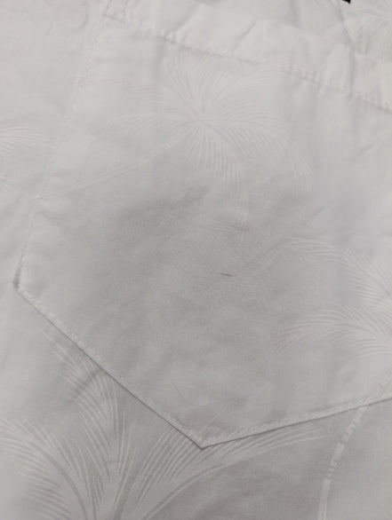Chemise hawaïenne Ky's blanche palmiers Made in Hawaii USA taille XL #706 hawaii