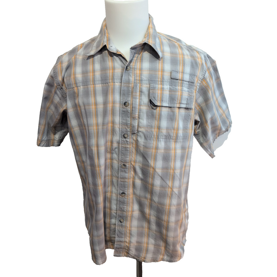 Chemise Wrangler Manche Courte Technique Orange et Grise Taille M Deux Poches