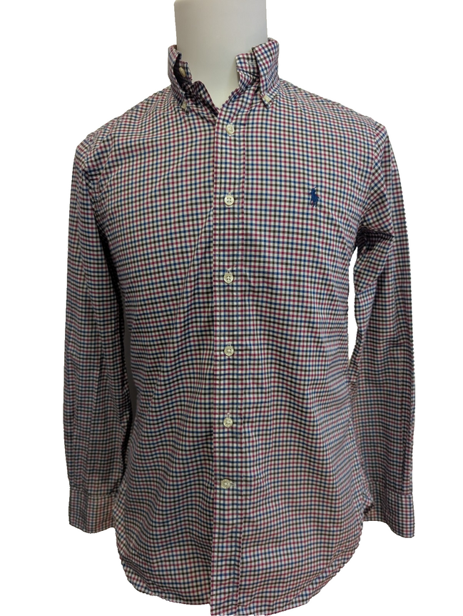 Chemise RALPH LAUREN Classic Fit Coton Stretch Vichy Rouge Bleu - Taille XS