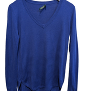 Pull LAUREN Ralph Lauren S bleu royal col V modal soie maille fine femme