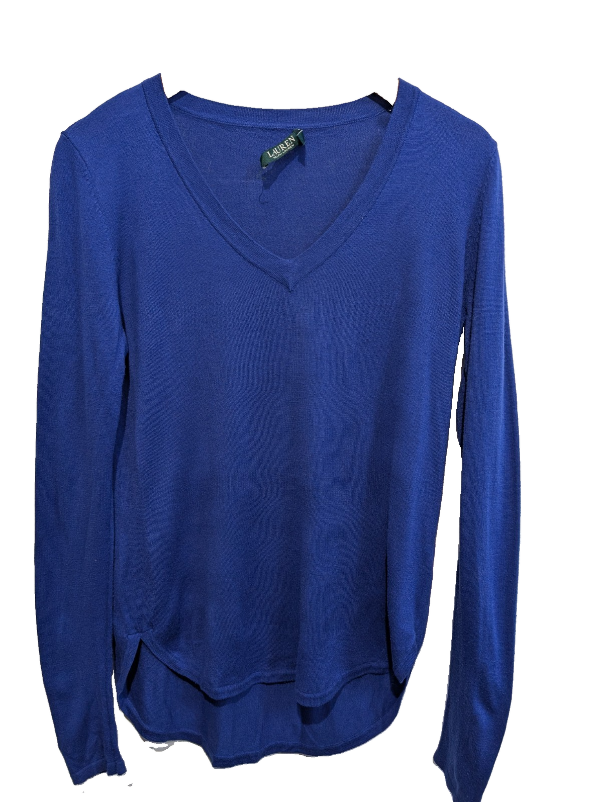 Pull LAUREN Ralph Lauren S bleu royal col V modal soie maille fine femme