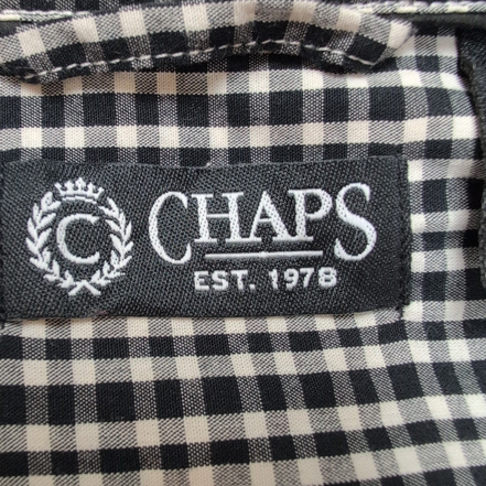 Chemise Chaps M noir blanc petits carreaux 100% coton manches longues