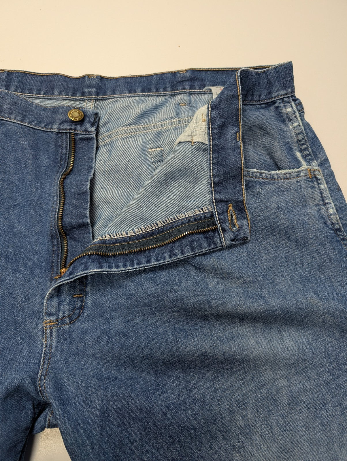 Jean Wrangler Homme Vintage Bleu W42 L29 Denim Pantalon Look Usé Distressed