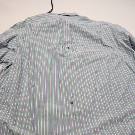 Chemise Ralph Lauren Yarmouth M/L Oxford Rayures Bleu Vert Button Down Shirt