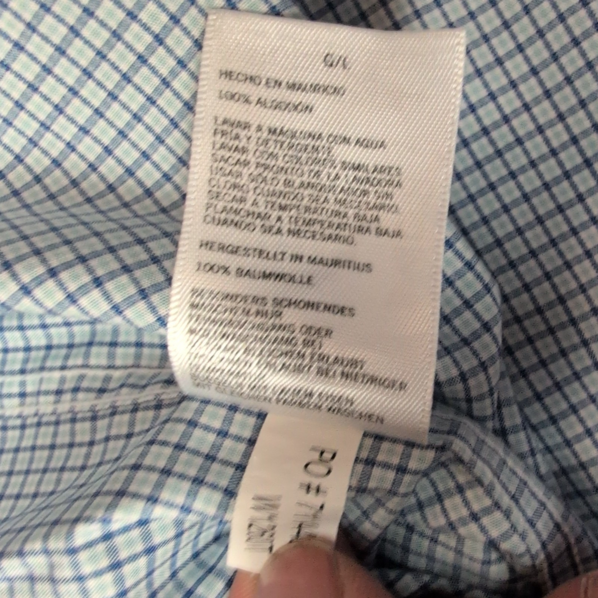 Chemise Nautica L Bleu Carreaux 100% Coton Made in Mauritius Manches courtes