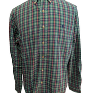 CHEMISE Ralph Lauren homme L Classic Flannel VERT ROUGE 🌲