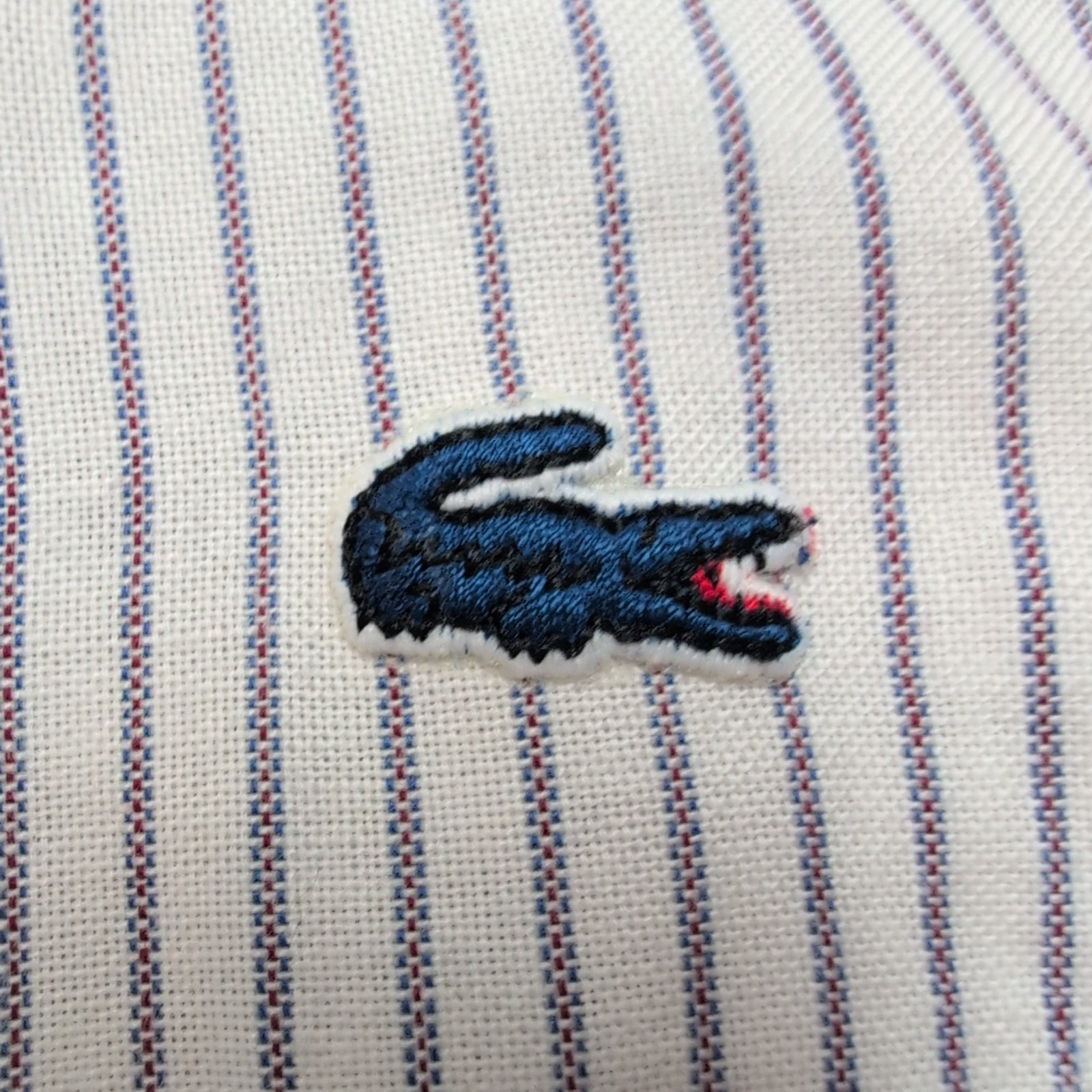 Chemise Izod Lacoste S Blanche Rayures Bleues Made in Korea Vintage