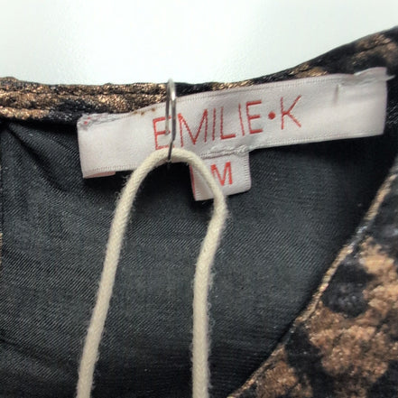 Robe Emilie.K Diane M Manches Longues Léopard Noir Doré Neuve Étiquette