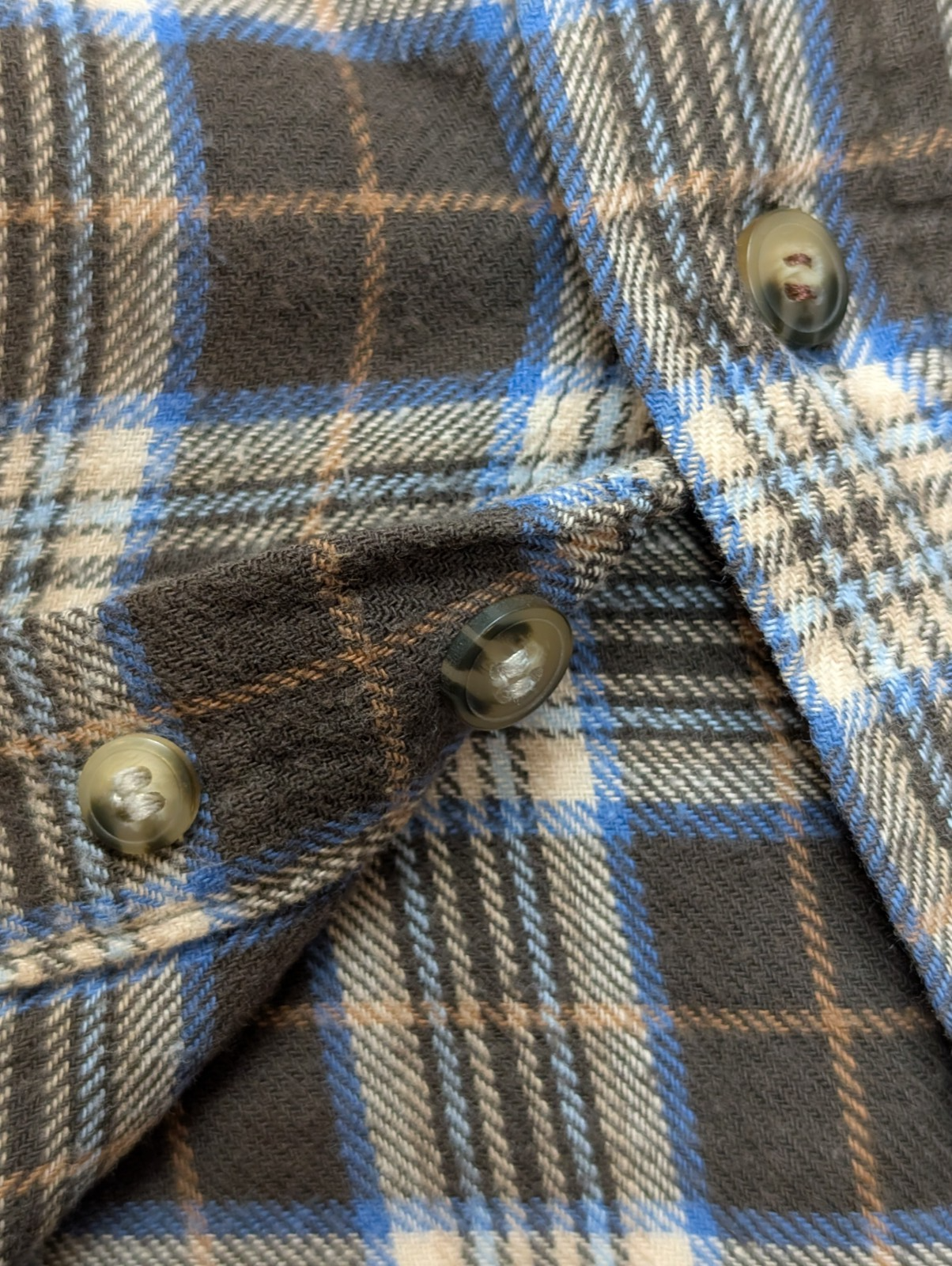 Chemise Lee Flanelle Taille M Marron et Bleu à Carreaux Vintage