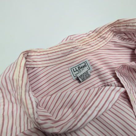 Chemise L.L. Bean blanche à rayures rouges taille L #137e