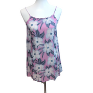 Robe d'été Fleurie Rose Blanche Rayonne Bretelles Réglables S/M
