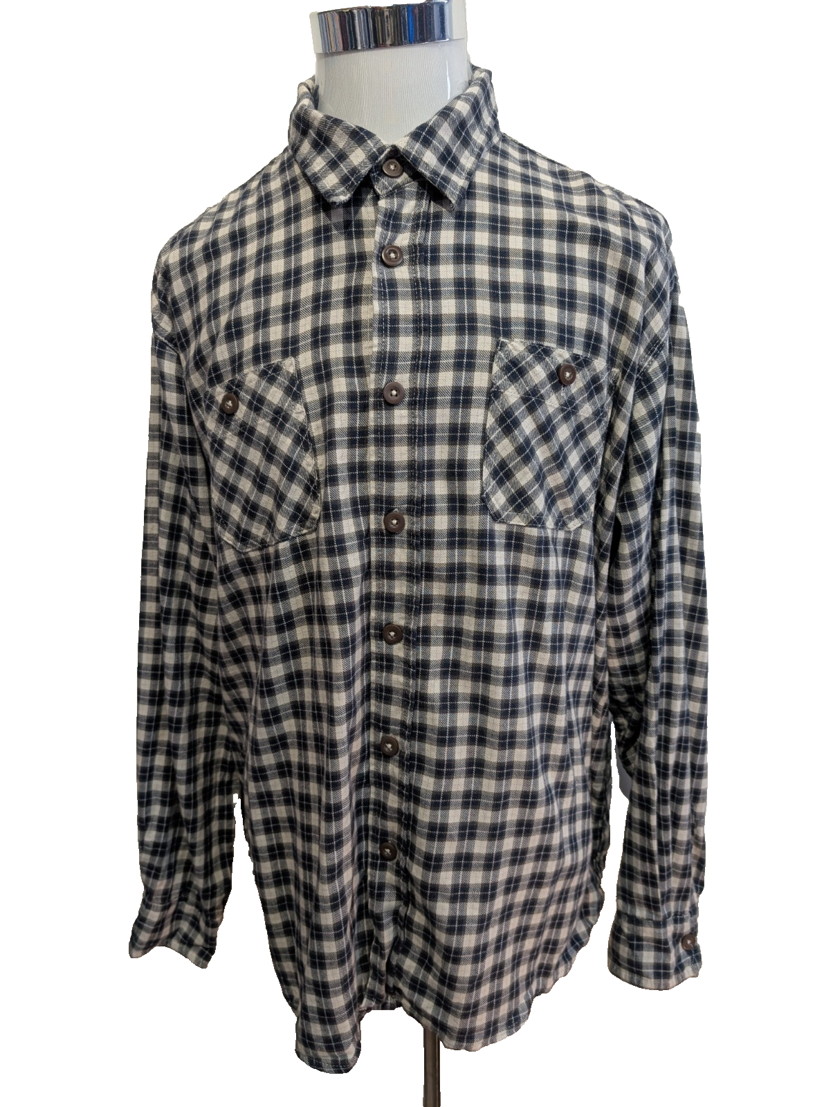 CHEMISE WRANGLER FLANELLE XXL CARREAUX BLEU MARINE VINTAGE Workwear |238S
