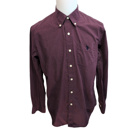 Chemise U.S. Polo Assn M Bordeaux Uni Slim Fit Logo Brodé Poche Coton