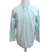 Chemise Ralph Lauren Classic Fit XL Turquoise Rayures Logo Premium