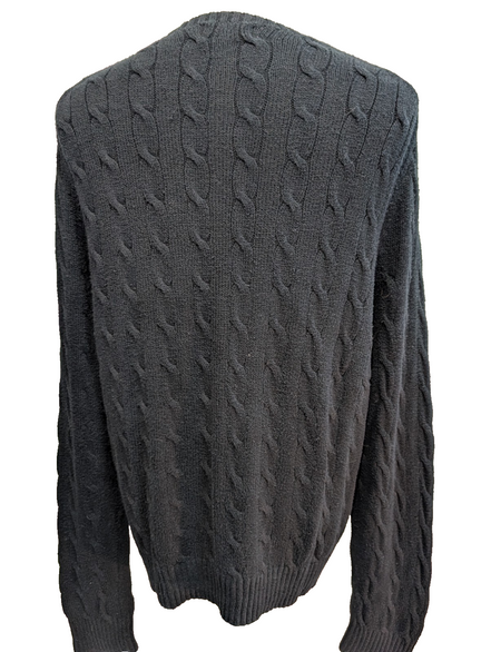 Pull Polo Ralph Lauren Torsadé Noir Logo Gris - Taille XL / XXL