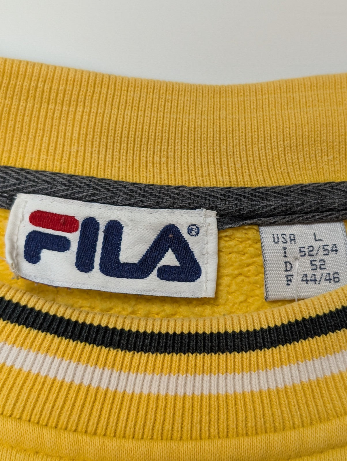 Sweat Fila Vintage 90s - Pull Jaune Éclatant Retro Streetwear - Taille L