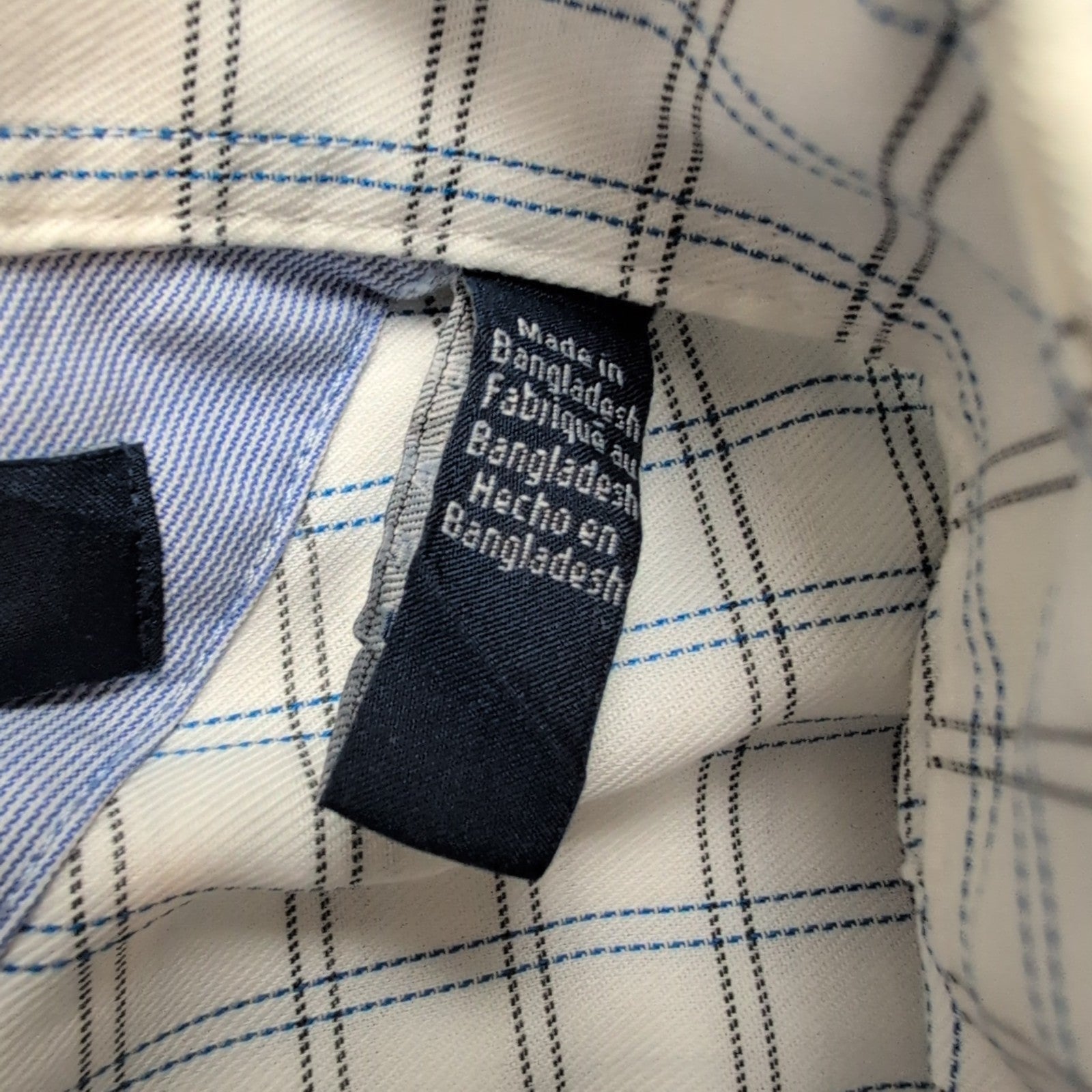 Chemise Tommy Hilfiger Homme L/XL Blanche Carreaux Bleus Kaki Coton