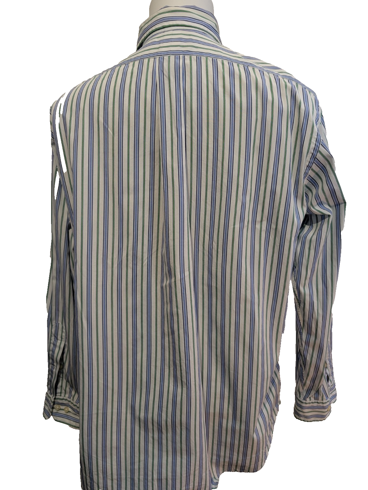 Chemise Ralph Lauren Manches Longues Rayures Bleu Vert - Classic Fit - Taille XL