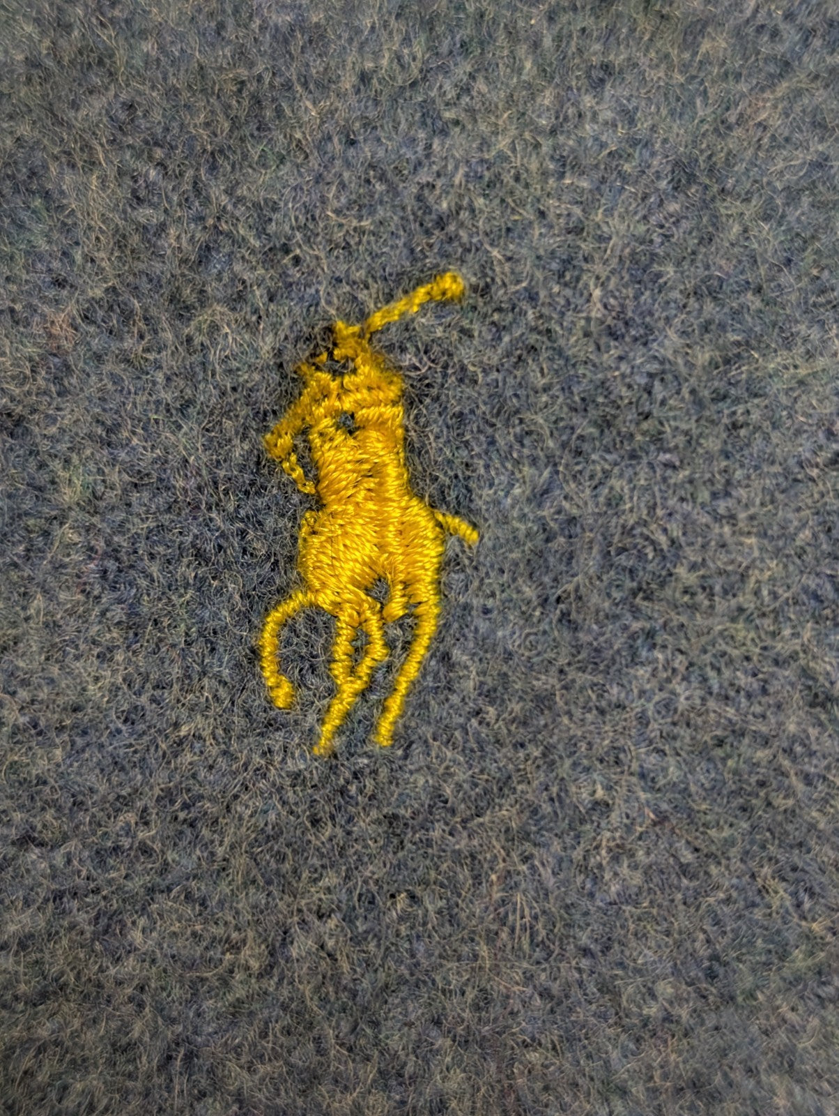 Écharpe Polo Ralph Lauren Vintage 100% Laine d'Agneau Bleu Clair Logo Jaune