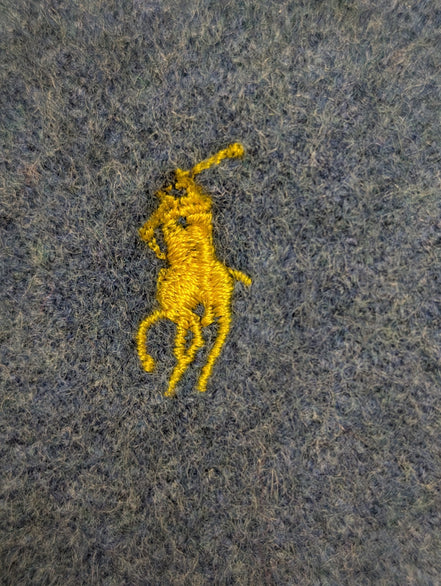 Écharpe Polo Ralph Lauren Vintage 100% Laine d'Agneau Bleu Clair Logo Jaune