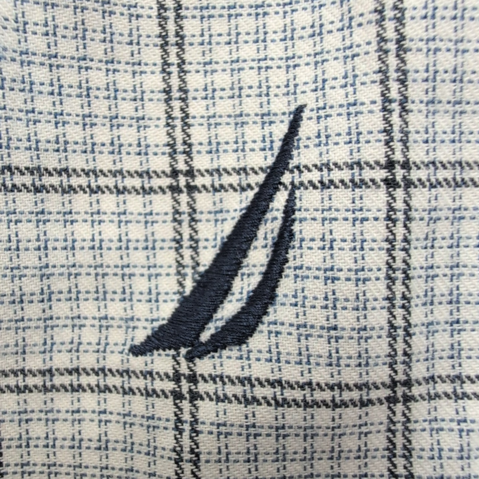 Chemise Nautica L Carreaux Made in Hong Kong Logo Brodé 100% Coton